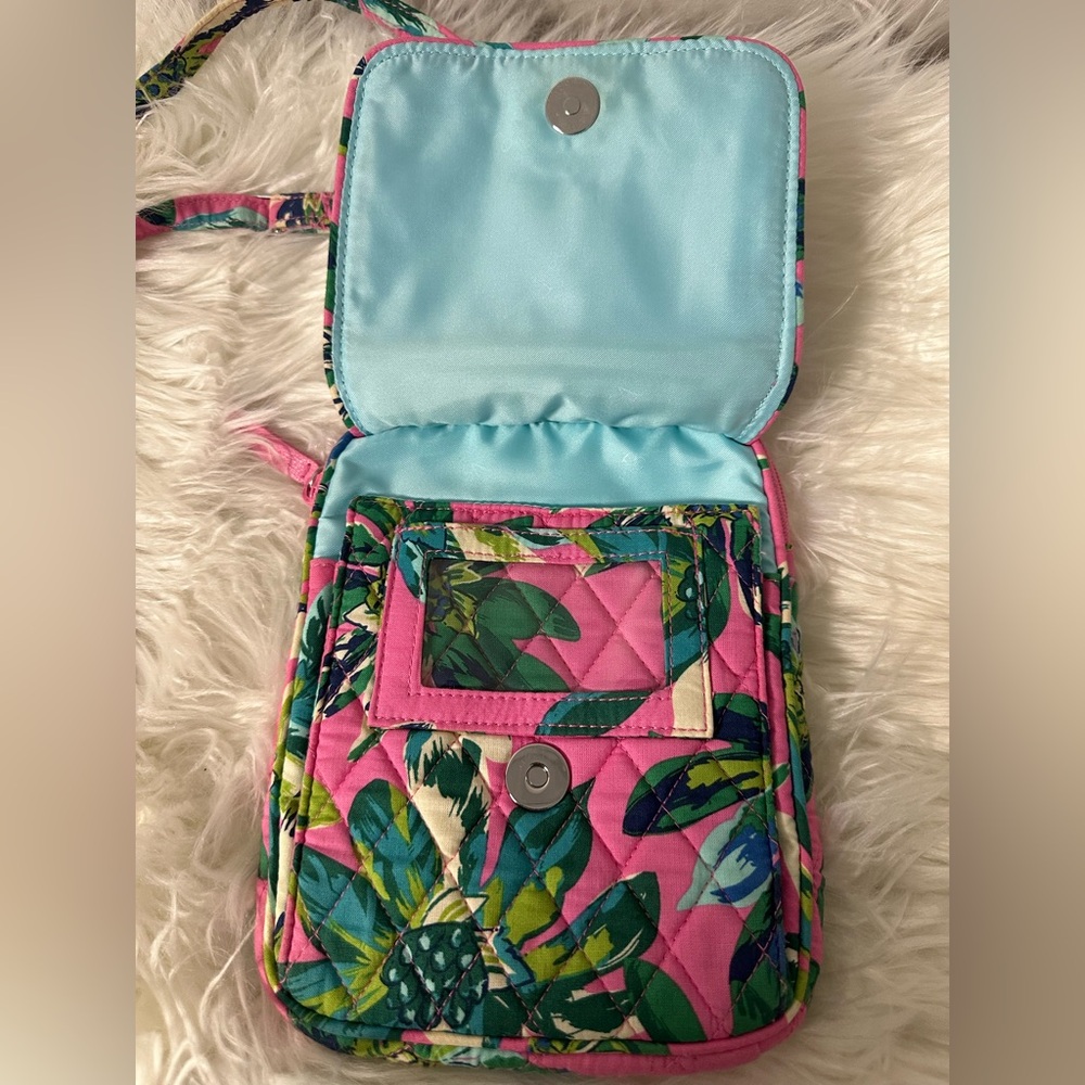 Vera Bradley Mini Hipster Crossbody Tropical Paradise Pink/Green Bag 🌸🌸🩷used - Picture 4 of 7